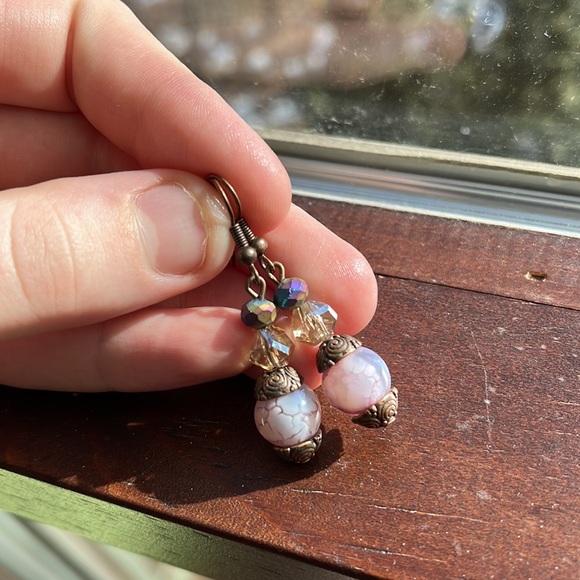 Handmade purple agate earrings - Picture 4 of 4